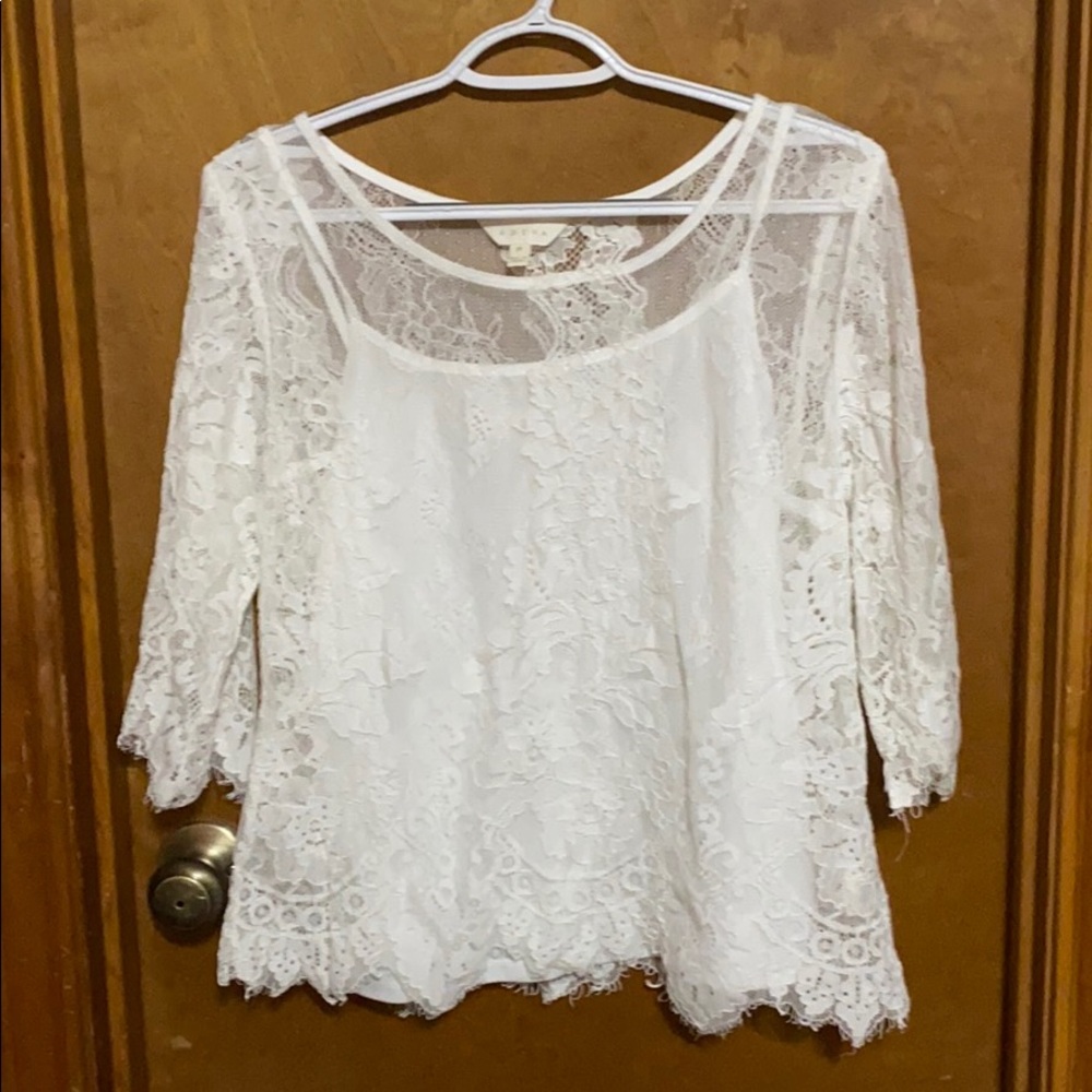 White Lace Floral 3/4 Sleeve